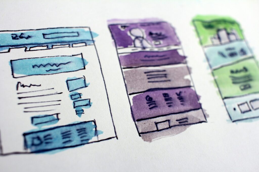 Schizzi di layout di siti web